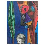 LR - Abstract Mixed Media Painting by Italo Scanga / United Cypress Head Italo Scanga