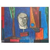 LR - Abstract Mixed Media Painting by Italo Scanga / United Cypress Head Italo Scanga