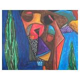 LR - Abstract Mixed Media Painting by Italo Scanga / United Cypress Head Italo Scanga