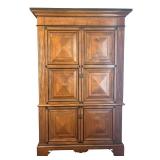 LR - Large Oak Cabinet - Diamond Panel Doors and Fluted Sides