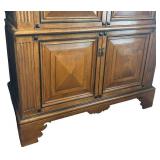 LR - Large Oak Cabinet - Diamond Panel Doors and Fluted Sides