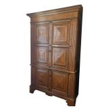 LR - Large Oak Cabinet - Diamond Panel Doors and Fluted Sides