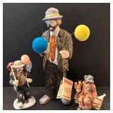 C3 - Emmett Kelly Jr. Porcelain Clown Figurines - 3-Piece Set