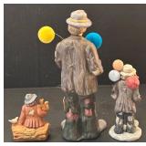 C3 - Emmett Kelly Jr. Porcelain Clown Figurines - 3-Piece Set