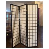 Three-Panel Shoji Screen Room Divider - Black Wood Frame