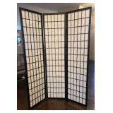 Three-Panel Shoji Screen Room Divider - Black Wood Frame