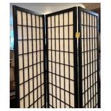 Three-Panel Shoji Screen Room Divider - Black Wood Frame