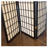 Three-Panel Shoji Screen Room Divider - Black Wood Frame