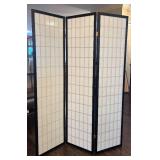 Three-Panel Shoji Screen Room Divider - Black Wood Frame