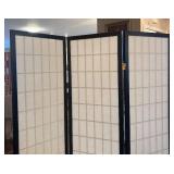 Three-Panel Shoji Screen Room Divider - Black Wood Frame