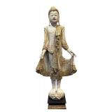 DR - Vintage Buddha Statue with Ornate Gilded Robe & Crackled Finish
