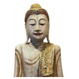 DR - Vintage Buddha Statue with Ornate Gilded Robe & Crackled Finish