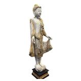 DR - Vintage Buddha Statue with Ornate Gilded Robe & Crackled Finish