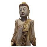DR - Vintage Buddha Statue with Ornate Gilded Robe & Crackled Finish