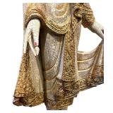 DR - Vintage Buddha Statue with Ornate Gilded Robe & Crackled Finish