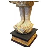 DR - Vintage Buddha Statue with Ornate Gilded Robe & Crackled Finish
