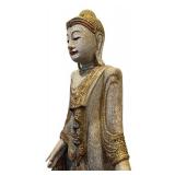 DR - Vintage Buddha Statue with Ornate Gilded Robe & Crackled Finish