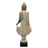 DR - Vintage Buddha Statue with Ornate Gilded Robe & Crackled Finish