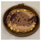 DR - Antique French Oval Cherub Painting in Brass Frame