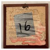 DR - Antique French Miniature Portrait Print in Square Wooden Frame