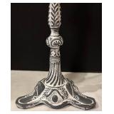 DR - Shabby Chic Candle Holders Pair - Distressed Ornate Bases