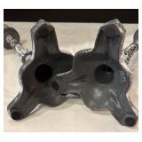 DR - Shabby Chic Candle Holders Pair - Distressed Ornate Bases