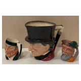 C6 - Royal Doulton Toby / Character Mugs - Robinson Crusoe D6539, John Peel (Harry Fenton) and The Mikado D6507