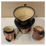 C6 - Royal Doulton Toby / Character Mugs - Robinson Crusoe D6539, John Peel (Harry Fenton) and The Mikado D6507