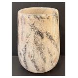 C6 - Art Glass Vase - Frosted White with Black Veining