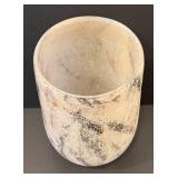 C6 - Art Glass Vase - Frosted White with Black Veining