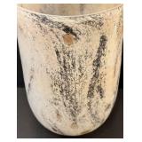 C6 - Art Glass Vase - Frosted White with Black Veining