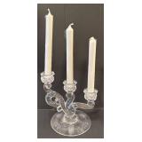 DR - Heisey Orchid 3-Light Candlestick - Vintage Crystal Candelabra