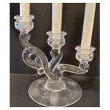 DR - Heisey Orchid 3-Light Candlestick - Vintage Crystal Candelabra