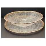 DR - Glass Serving Bowl & Platter with Gold Tone Rims