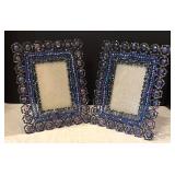 DR - Beaded Picture Frames Pair - Purple Beadwork