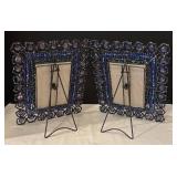 DR - Beaded Picture Frames Pair - Purple Beadwork