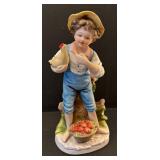 C6 - Homco Vintage Figurines Pair - Girl with Birdhouse & Boy with Chicken