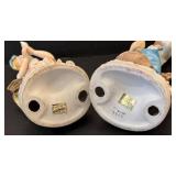 C6 - Homco Vintage Figurines Pair - Girl with Birdhouse & Boy with Chicken