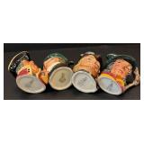 C6 - Royal Doulton Miniature Toby Mugs (Lot of 4) - Mr. Pickwick, Town Crier, Robin Hood, Pied Piper