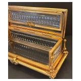 DR - French Gilt Jewelry Casket with Beveled Glass