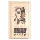 DR - Jennifer Kunin Original Mixed Media Portrait in Lucite Shadowbox Frame