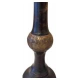 DR - Candlesticks Pair - Tall Black with Brass-Pattern Bands