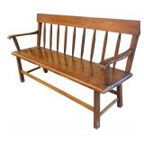 DR - Vintage Wooden Bench With Spindle Back