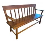DR - Vintage Wooden Bench With Spindle Back