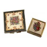 K - Two Vintage Floral Pill Boxes