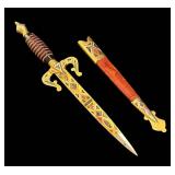 DR - Toledo Letter Opener Sword - 9.5 in, Ornate Gold & Enamel