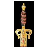DR - Toledo Letter Opener Sword - 9.5 in, Ornate Gold & Enamel
