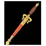 DR - Toledo Letter Opener Sword - 9.5 in, Ornate Gold & Enamel