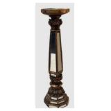 DR - Three Ornate Candle Holders - Red Glass Orb, Mirrored Hex Column and Black Spiral