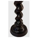 DR - Three Ornate Candle Holders - Red Glass Orb, Mirrored Hex Column and Black Spiral